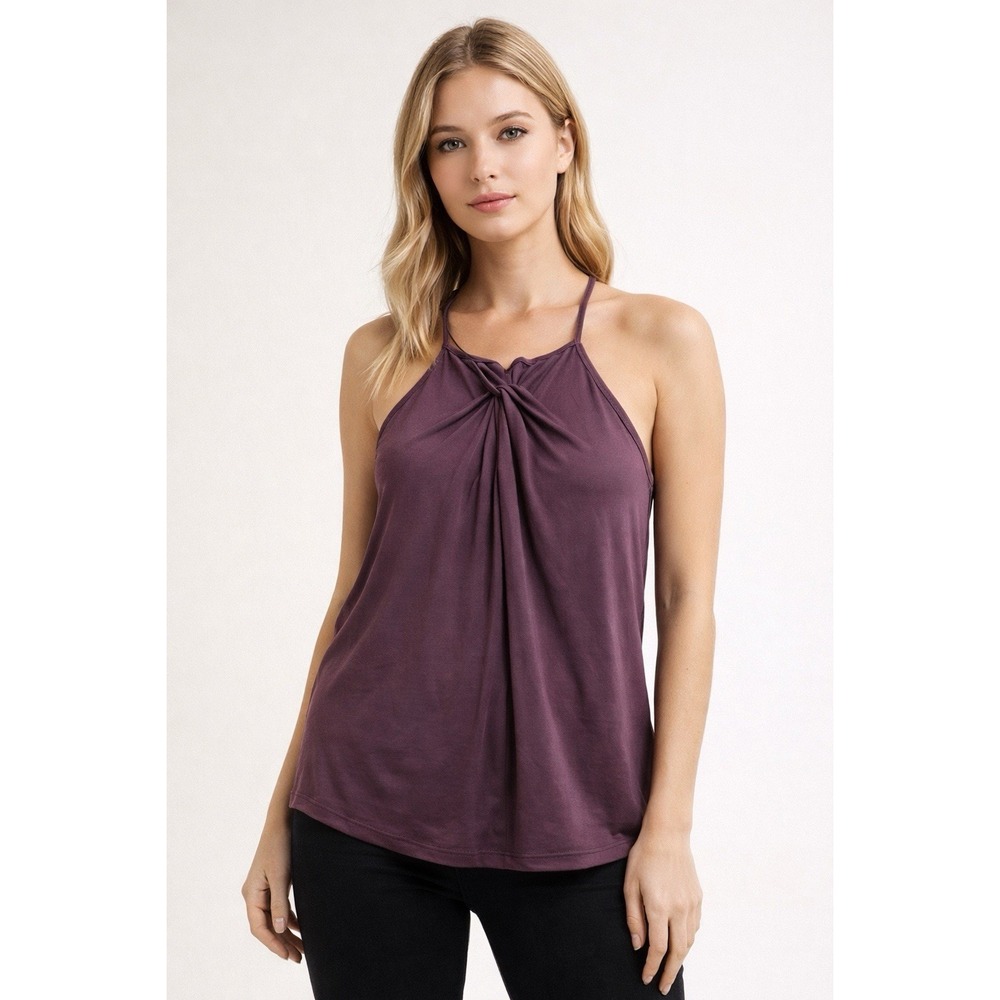 BCBGeneration Women's Plum Halter Tank Top Size Small Twist Front